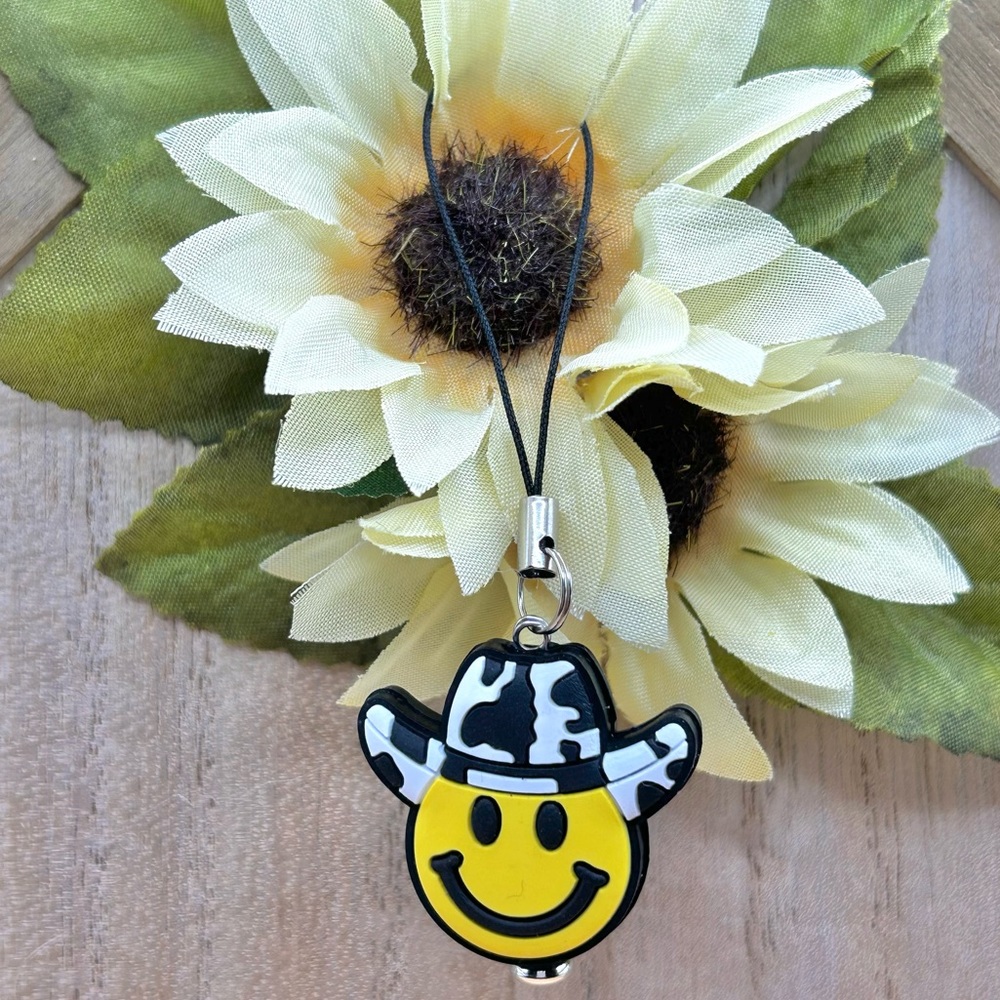 Smiley Face Cowboy Phone Charm